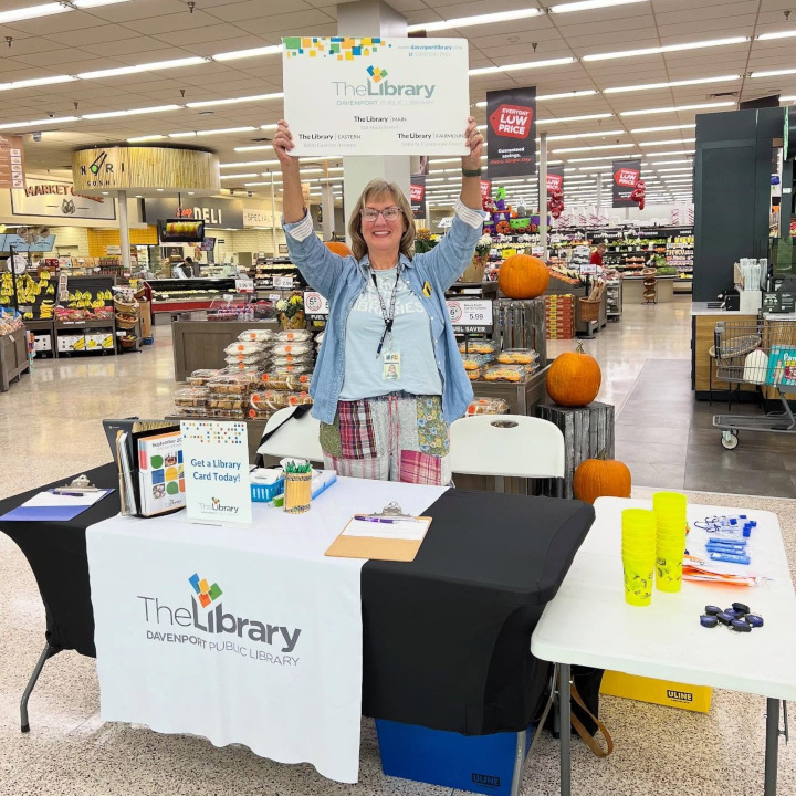 Library Staff member at a pop-up event.